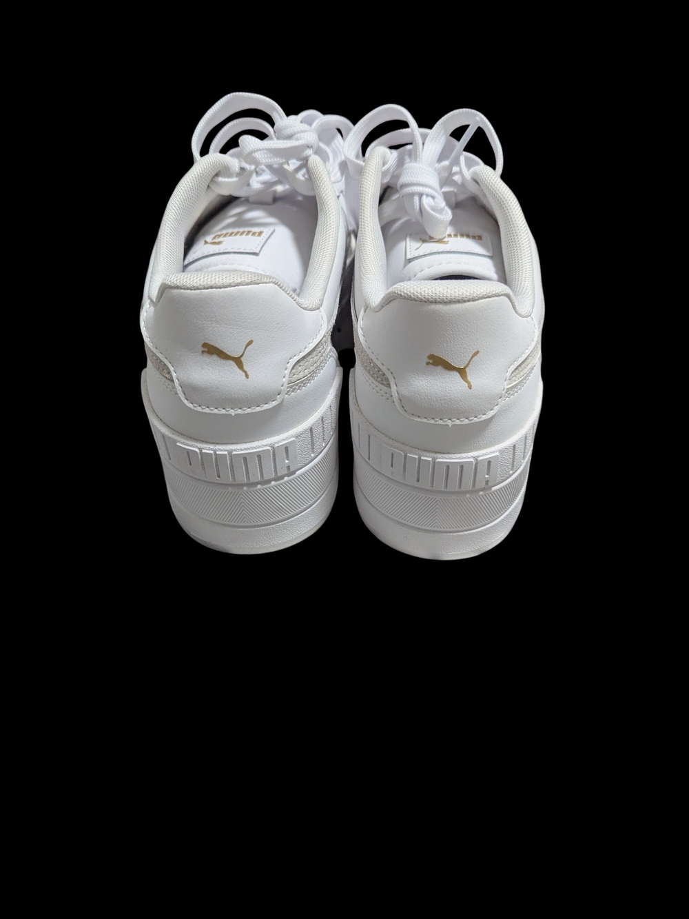 Puma White Platform Sneakers with Gold Detail - Picture 3 of 7
